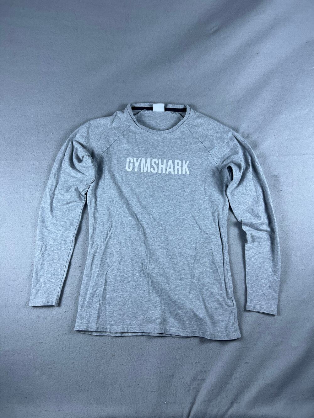 Gymshark Shirt Mens M Gray Raglan Sleeve Crew Neck Spellout Graphics Print Tee